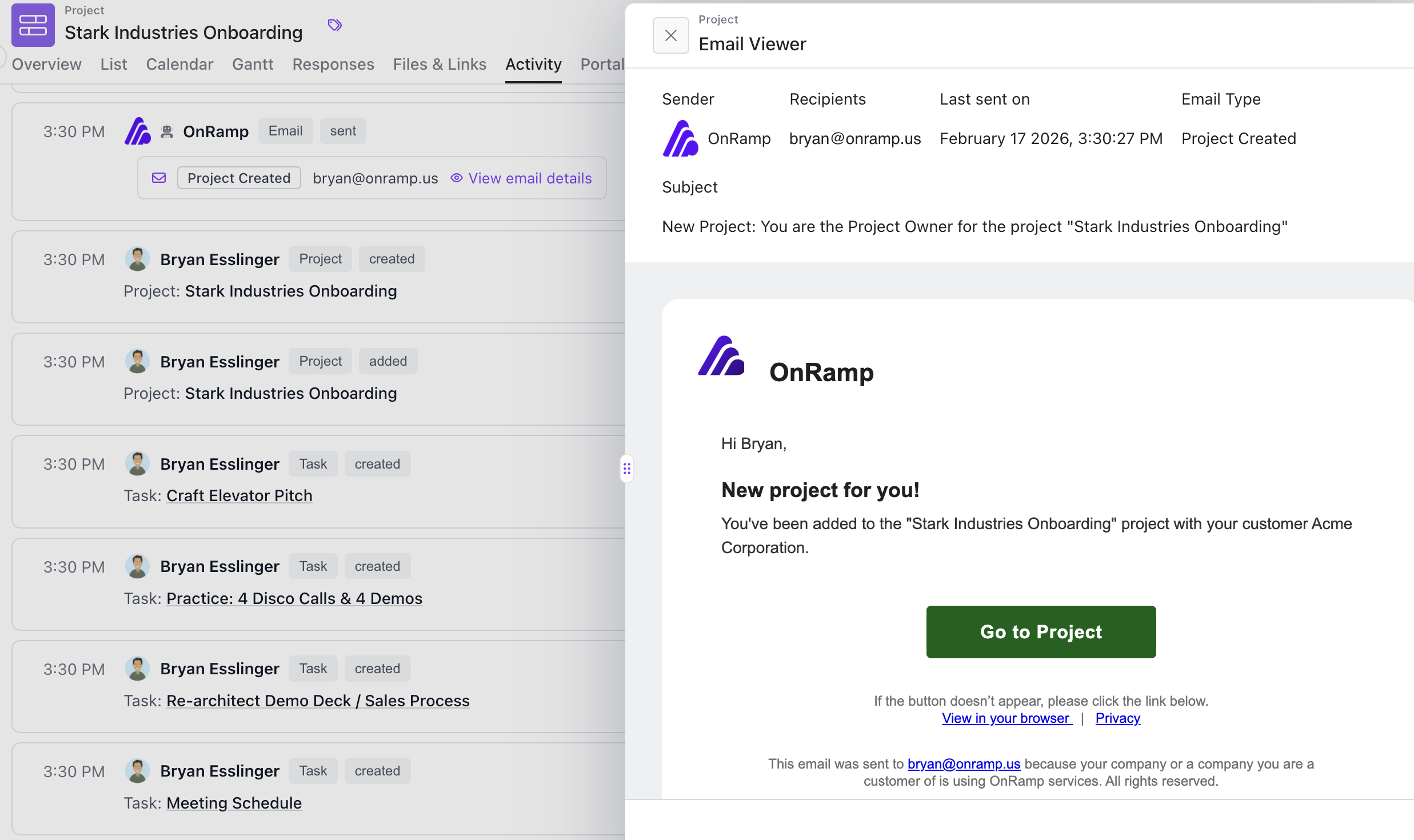 Project Activity History