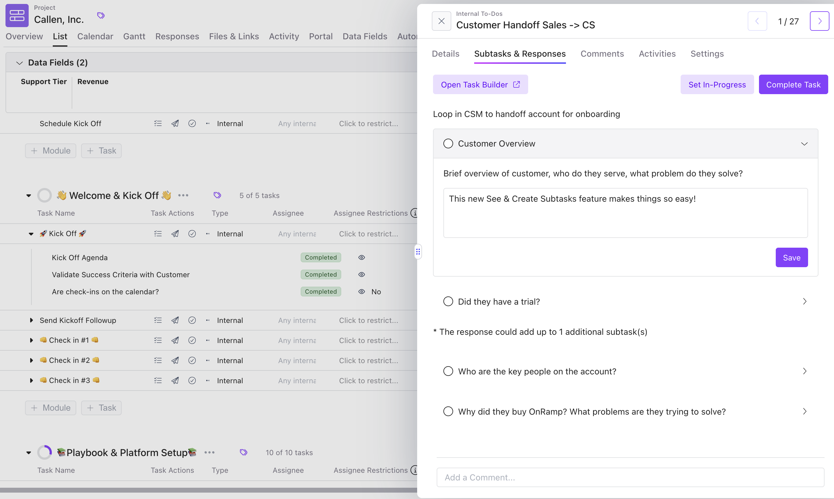 See and Create Subtasks