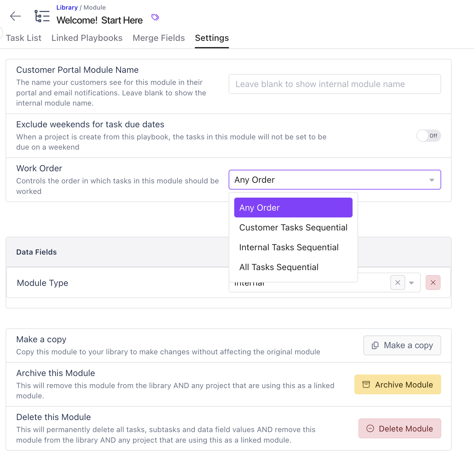 Module Sequential Task Controls